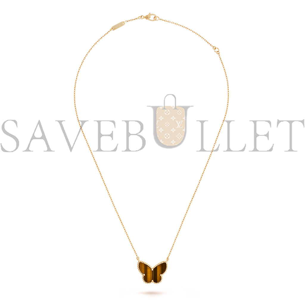 VAN CLEEF  ARPELS LUCKY ALHAMBRA BUTTERFLY PENDANT - YELLOW GOLD, TIGER EYE VCARD98500